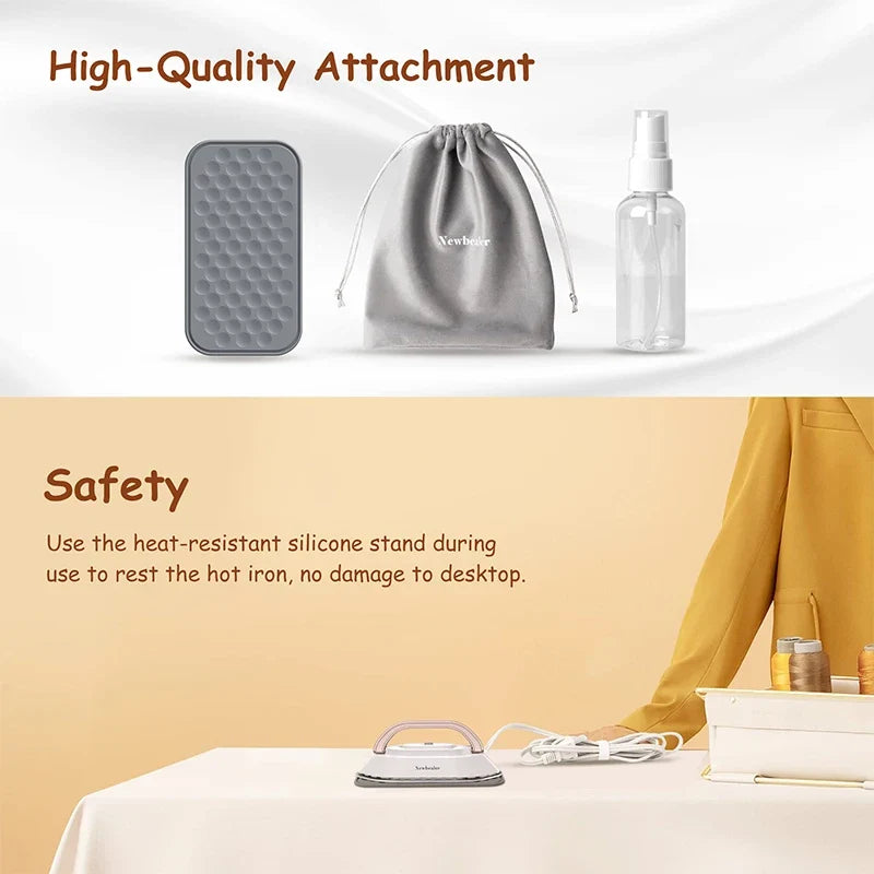 Mini Travel Iron for Clothes - Travel-Friendly Motor-Driven Iron, Fast Heating 30s, Dual Voltage 220V