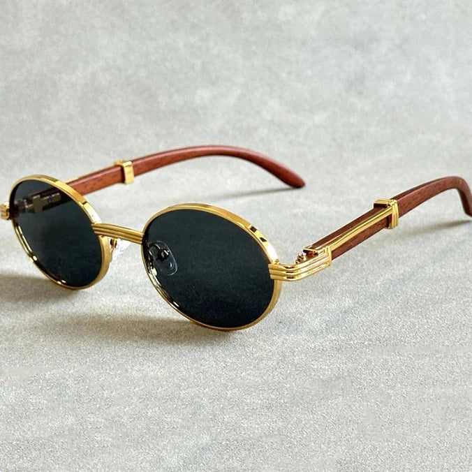 Fashion Wooden Sunglasses For Women & Men - Vintage Oval Designer Glasses, UV Protection