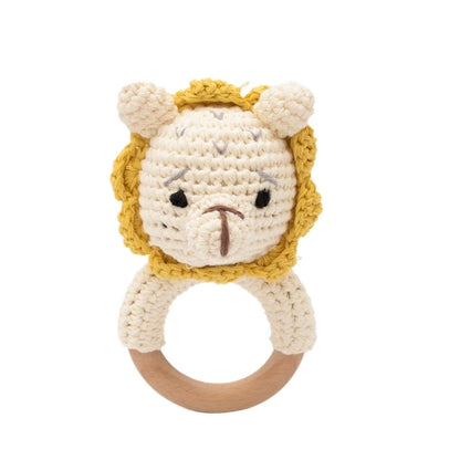 Bear Crochet Teether Rattle Ring Newborn Sensory Toys