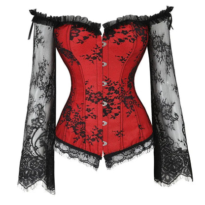 Women's Supportive Corset Top - Off Shoulder, Lace Satin