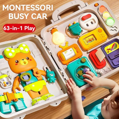 Busy2025 Edition Board 63 In 1 Montessori Sensory Toy Travel Friendly With Music Lights Switches Early Learning Play