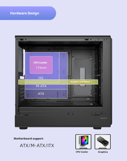 Case PC Glass Side ATX M ATX ITX Support 360mm Radiator