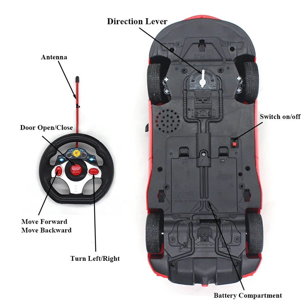 Remote Control Motor-Driven Car with Opening Doors - Fun Gift for Kids, Boys & Girls
