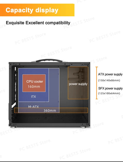 ITX Mini PC Case Transparent Side 240mm Water Cooling