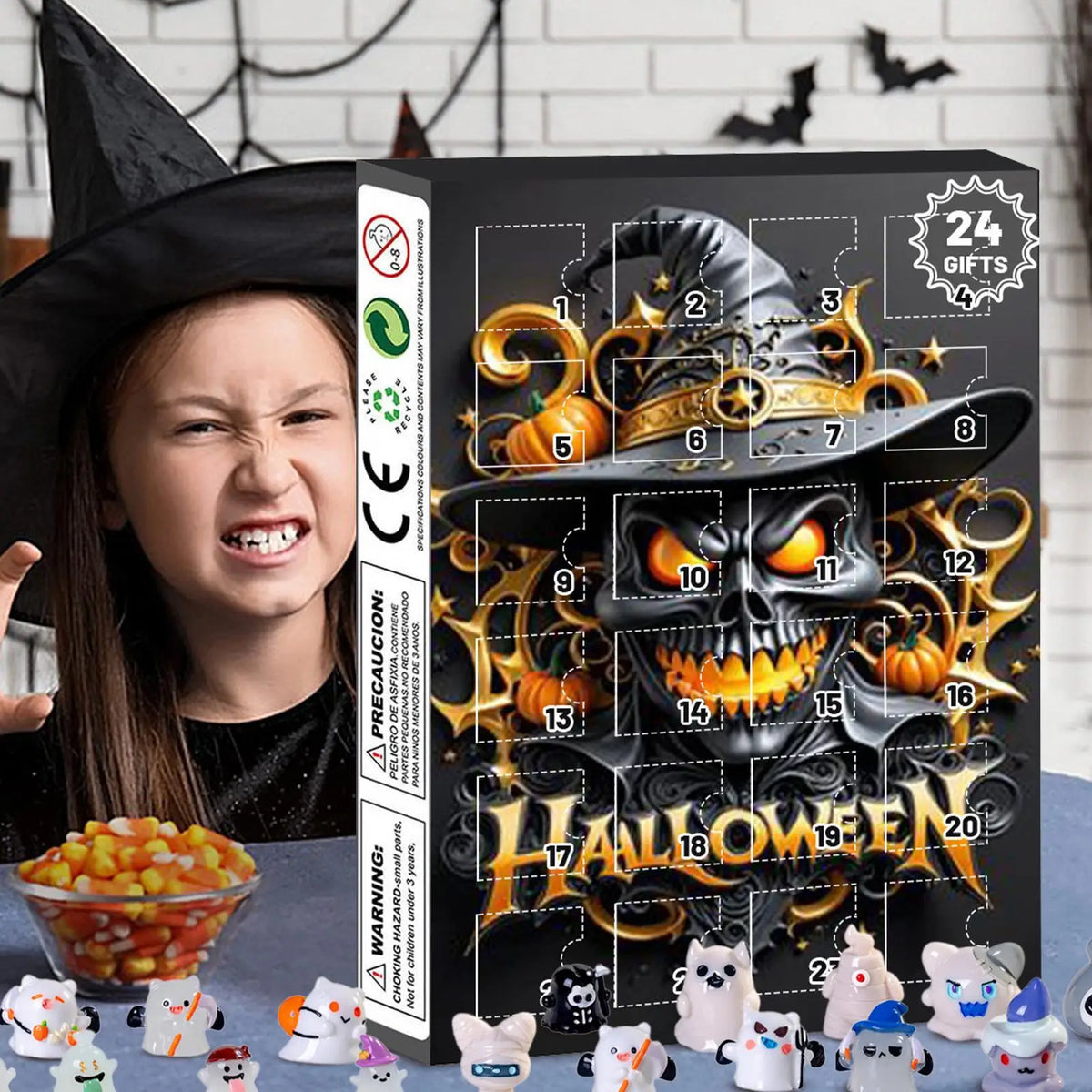 Advent Halloween Calendar 24 Days Tabletop Decor Collectible