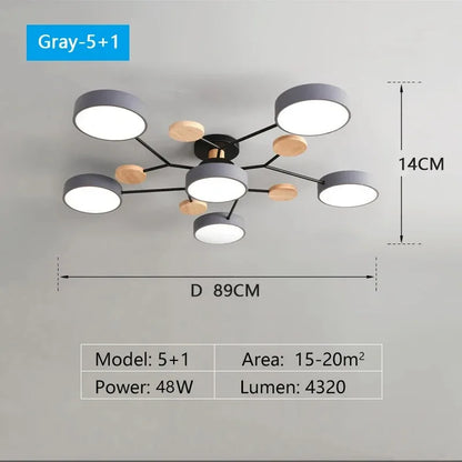Ceiling Light LED Contemporary Fixture With Circular White Shades For Living Room