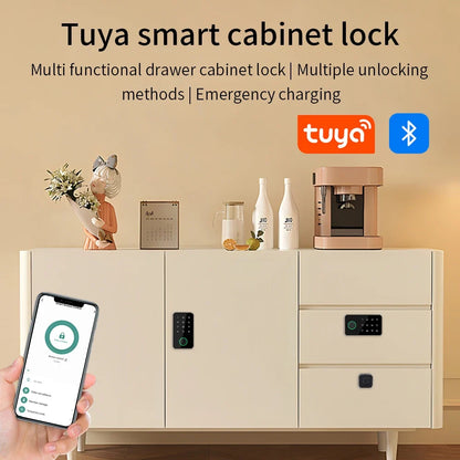 Cabinet Fingerprint Lock Black Keyless Smart Drawer Lock
