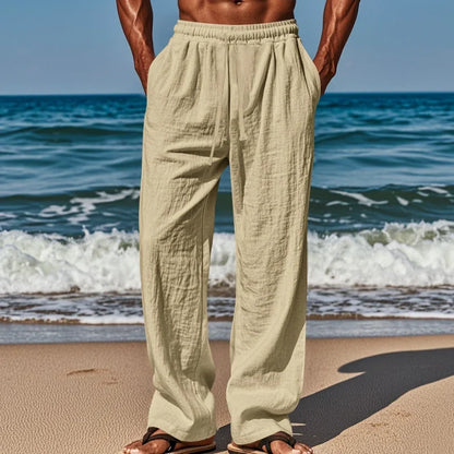 Drawstring Casual Beach Trousers - Loose Cozy Solid Color Pants for Summer