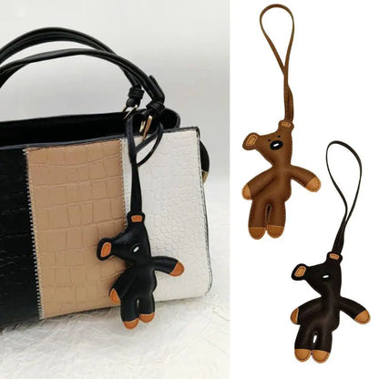Keychain Bear PU Leather Mini Bag Charm Cute Gift Accessory