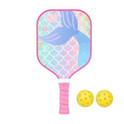 Light Kids Pickleball Paddles Kit with Compact Grip, Honeycomb Core, Fiberglass, Ages 6-12, Comes with 2 Paddles and 2 Balls