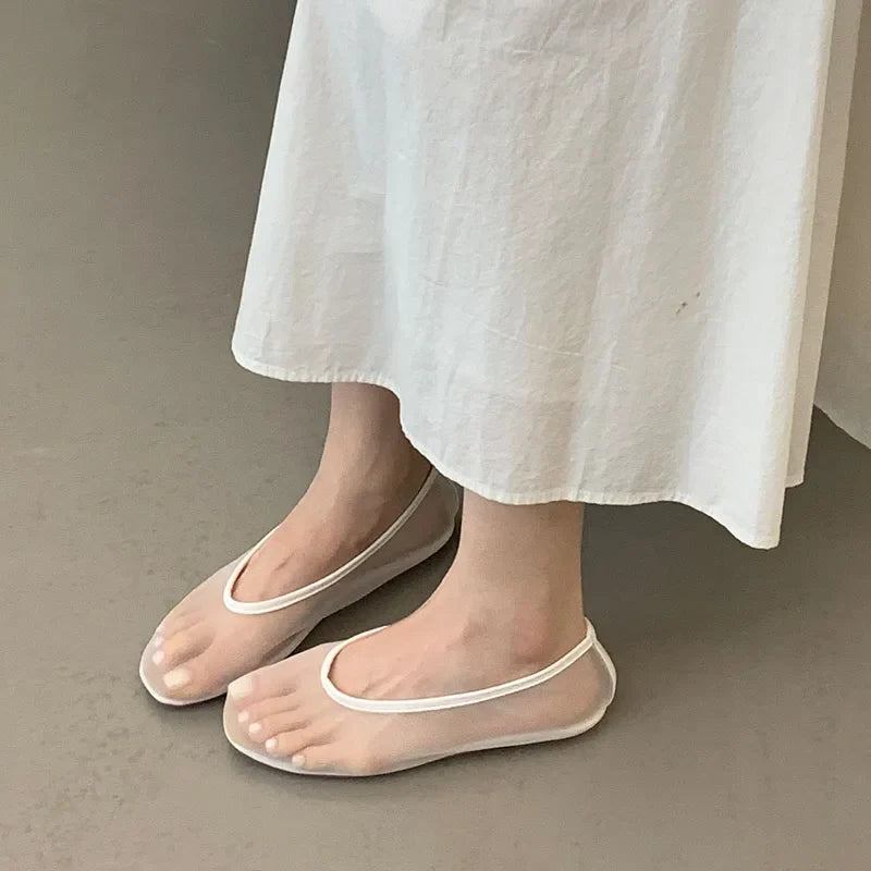 Light Women Ballet Flats - Shallow Slip On Mesh