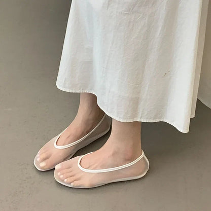 Light Women Ballet Flats - Shallow Slip On Mesh