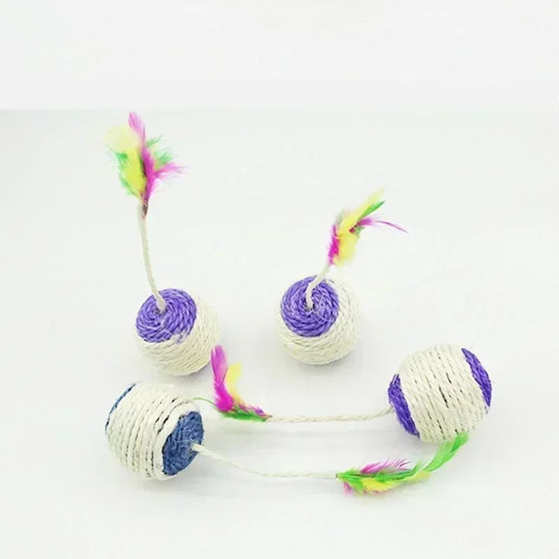 Sisal 1Pc Scratching Ball Cat Toy - Interactive Training Toy for Kittens