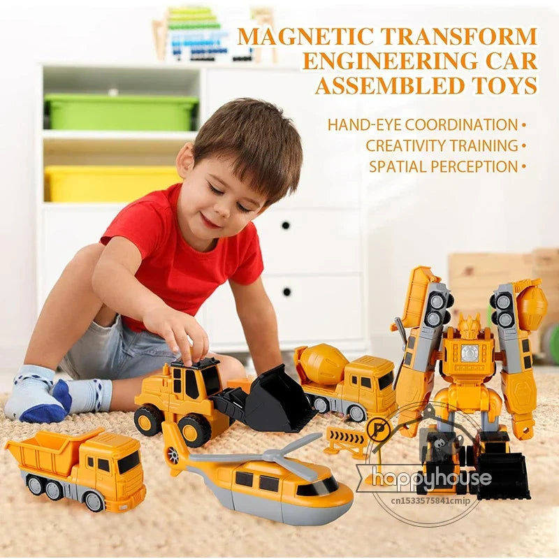 Magnetic Building Blocks Kit - Transforming Robot Car Toy for Toddlers, STEM Learning Toy, Fall 2025 Gift Idea