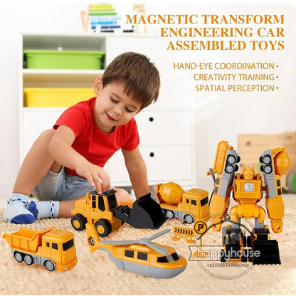 Magnetic Building Blocks Kit - Transforming Robot Car Toy for Toddlers, STEM Learning Toy, Fall 2025 Gift Idea