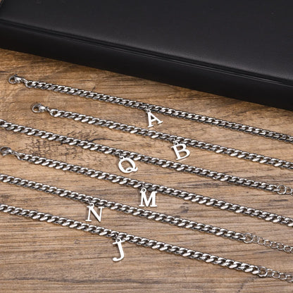 Initials Cuban Link Bracelet Stainless Steel Flexible