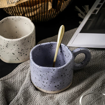 Ceramic Mug 300ml Porcelain Ring Handle Speckled Handmade Contemporary Coffee Cup Fall 2025 Cozy Gift