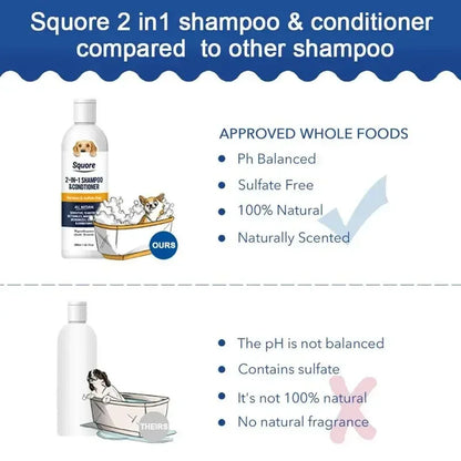 Organic 2-in-1 Puppy Shampoo & Conditioner - Moisturizing Pet Grooming Maintenance for Sensitive Skin