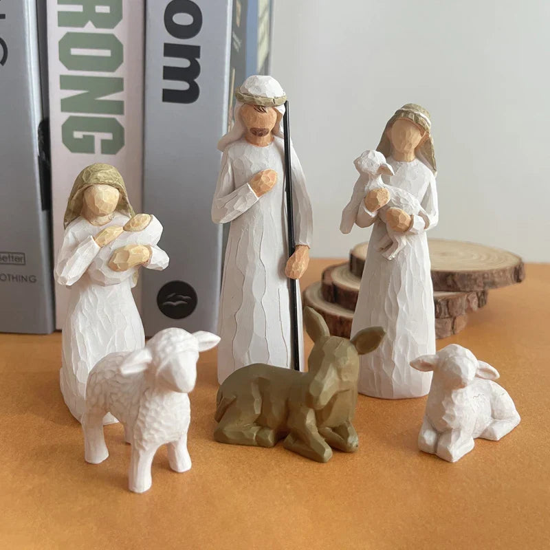 Nativity Figurine Kit - Hand-Painted Resin Nativity Scene, Christmas Decor 2025 Gift Idea