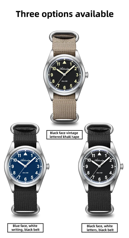 Water-Resistant Diver Quartz Watch Luminous Hands, Nylon Strap, 100m Water Resistance