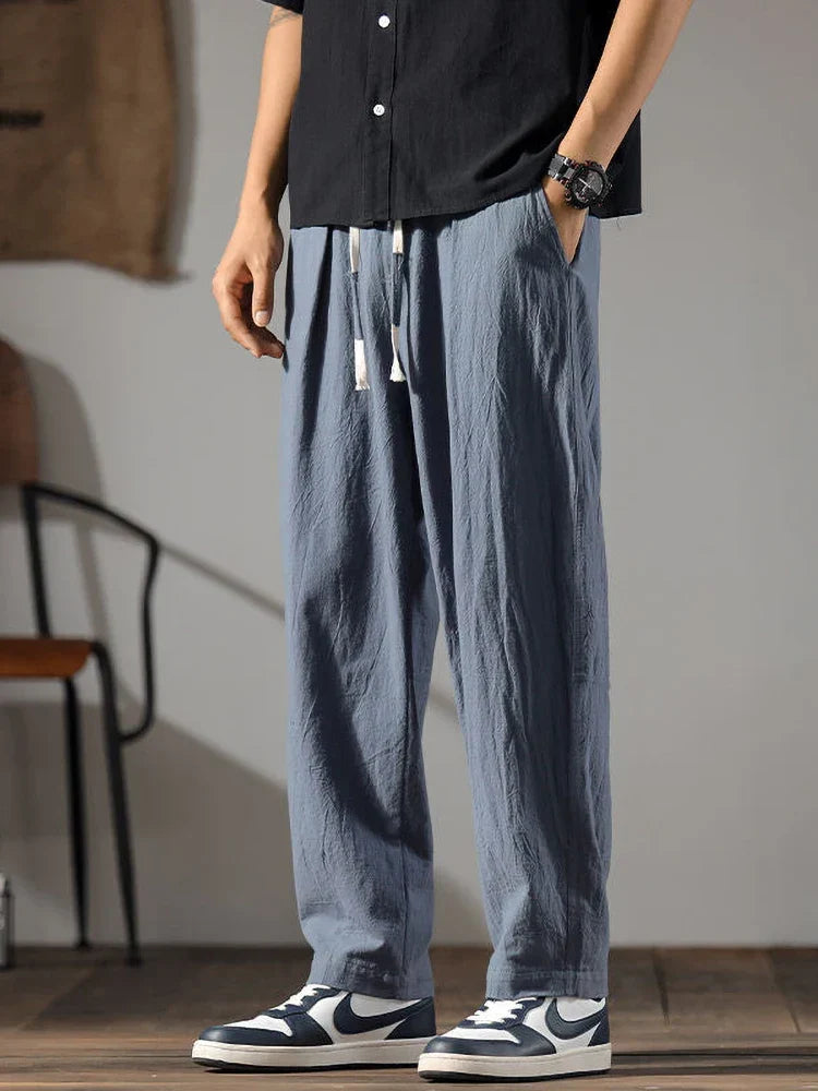 Variant image for Men's Linen Cotton Pants with Adjustable Fit, Lightweight Breathable Fabric, Modern Design for Casual and Formal Wear-13