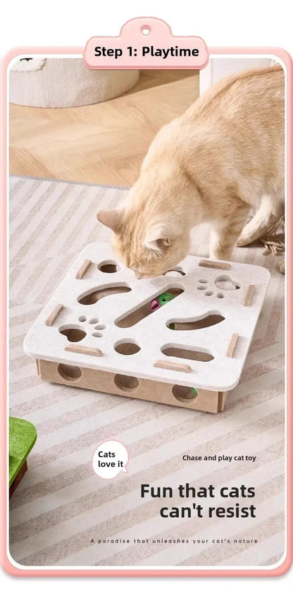 Puzzle Cat Toy Box With Ball Suede Felt Indoor Cat Exercise Entertainment Eco Friendly Gift 2026 TikTok Viral