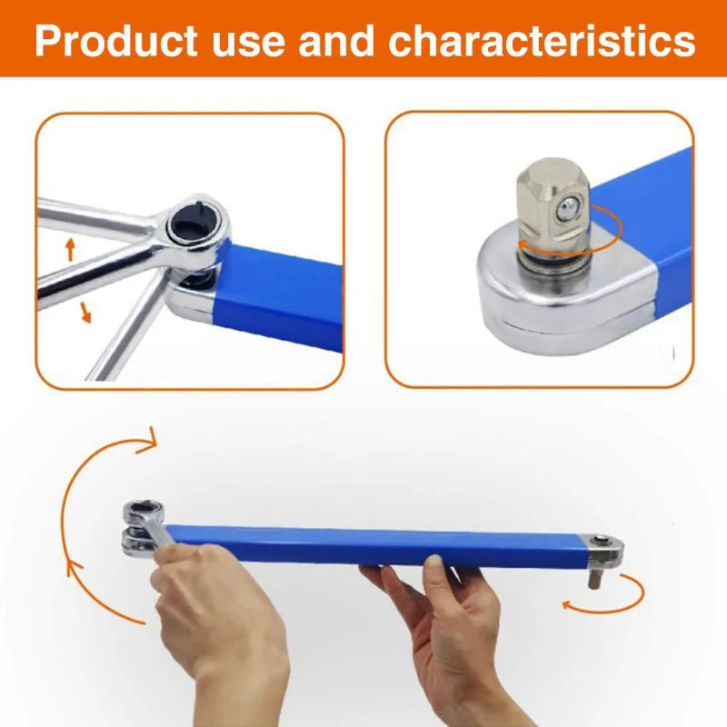 Two-Way Impact Socket Ratchet Vehicle Hand Device 2026 – Travel-Friendly Offset Extension Wrench 4-Adapter Kit