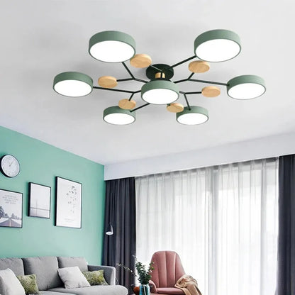 Ceiling Light LED Contemporary Fixture With Circular White Shades For Living Room