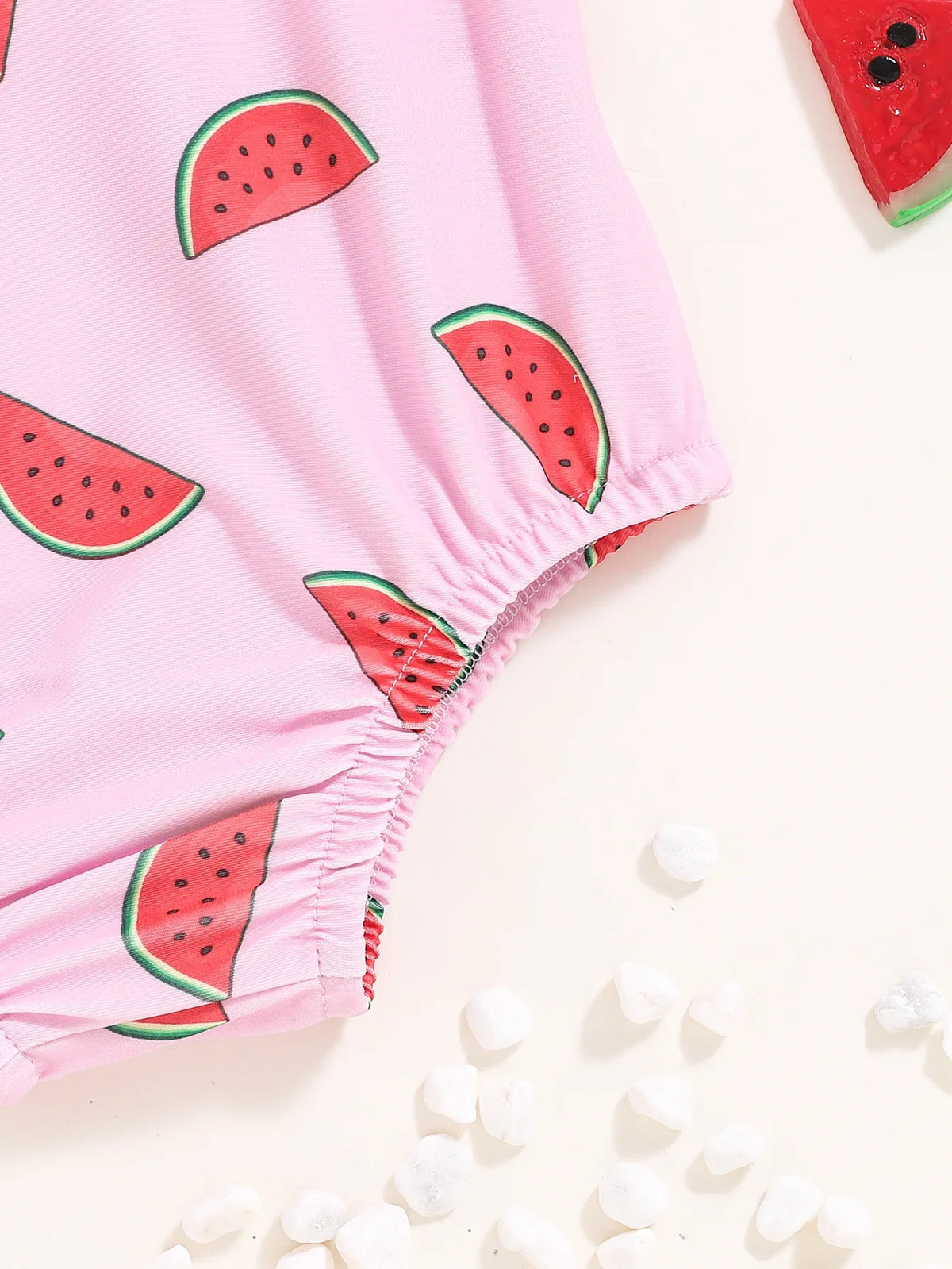 Halter-Neck Watermelon-Print, Polyester, For Summer Beach Days – Plush Sturdy Baby Girls’ Swimsuit