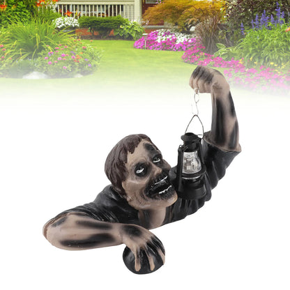 Garden Zombie Statue With LED Lantern Outdoor Horror Decor For Yard Patio Lawn Halloween 2026 Gift
