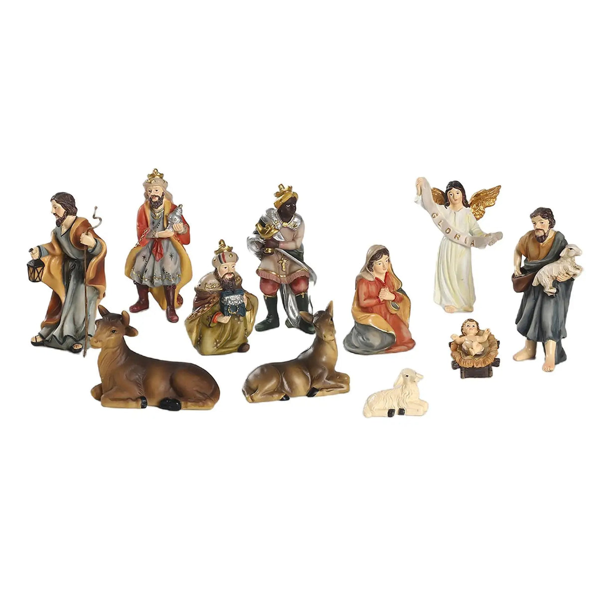 Nativity Kit 4 Inch Resin Figures 11 Piece Manger Scene Nativity Christmas Decor Indoor Outdoor Catholic Gift