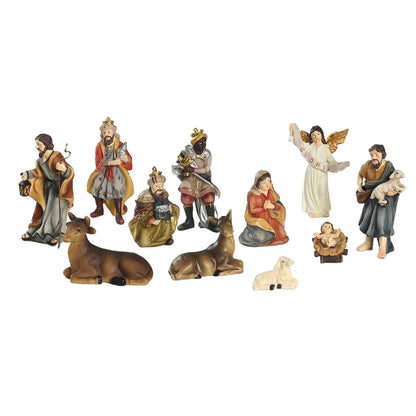 Nativity Kit 4 Inch Resin Figures 11 Piece Manger Scene Nativity Christmas Decor Indoor Outdoor Catholic Gift