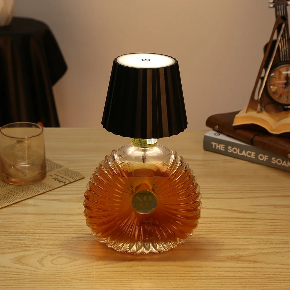 Cordless Bottle Lamp Touch Control LED Light - Battery-Powered Household Decor for Dining & Parties