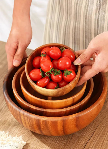 Wooden Acacia Bowl Japanese Style Salad Bowl Ramadan