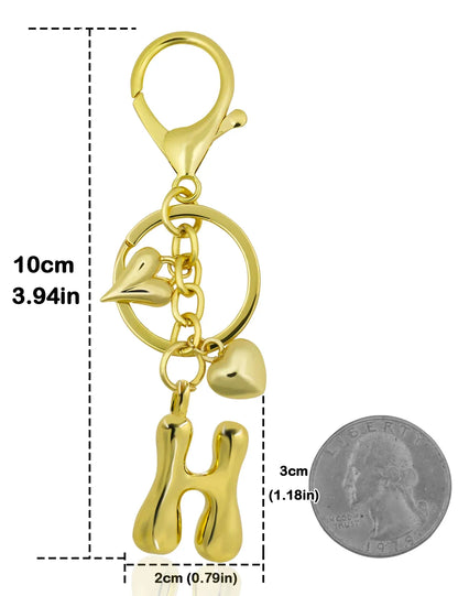 Keychain Personalized Gold Bubble Letter Bag Charm Gift