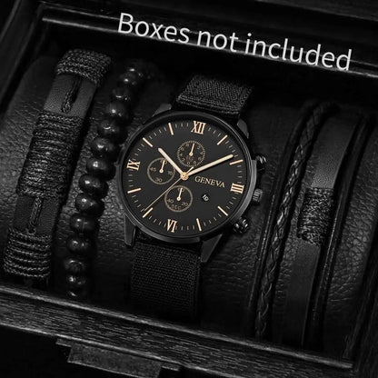 Quartz Watch And Bracelet Kit Nylon Band Casual Gift
