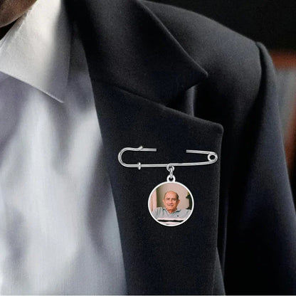 Photo Custom Brooch Pin - Personalized Memorial Picture Wedding Boutonniere Pendant, Zinc Alloy