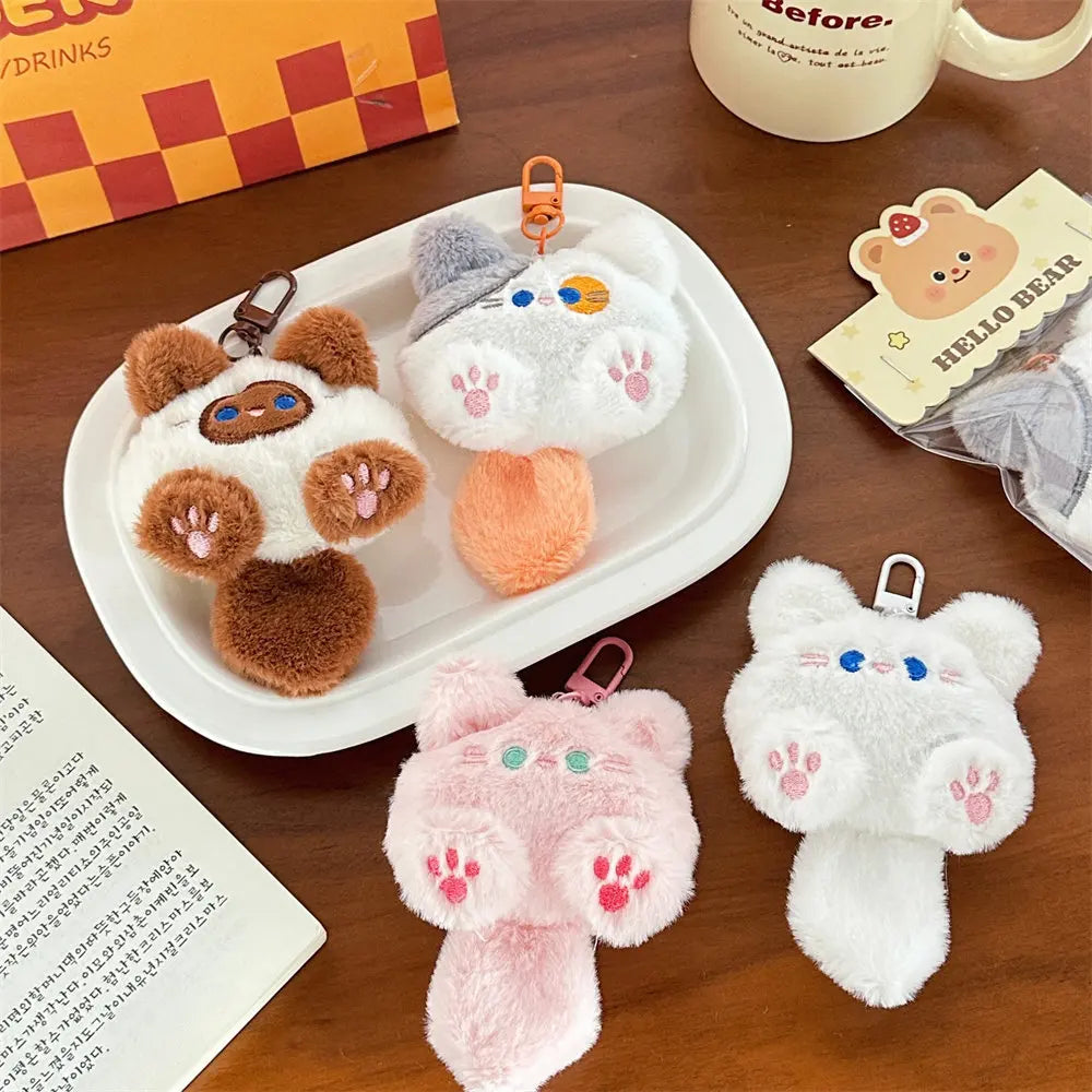 Cat Plush Keychain Cute Rabbit Fur Bag Charm Gift Decor