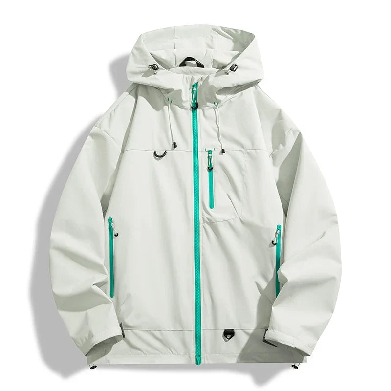 Water-Resistant Unisex Windbreaker - Hooded Single-Layer, Hiking