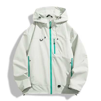 Water-Resistant Unisex Windbreaker - Hooded Single-Layer, Hiking