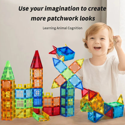 Magnetic Building Blocks Kit - Colorful Educational Puzzle for Kids Ages 3+ - Ideal Birthday Gift
