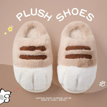 Plush Unisex Slippers For Kids - Cozy Cat Design, Plush Lining, Indoor Wear At Household