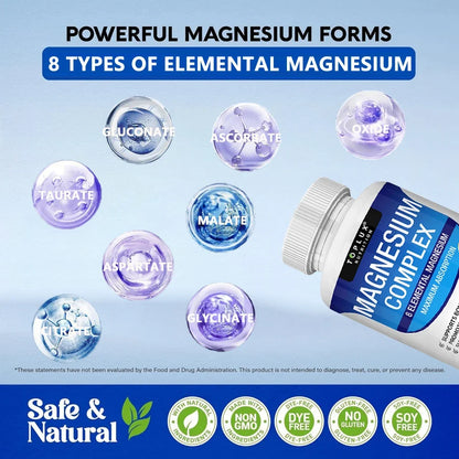 Complex Magnesium 1000mg 8 Elemental Magnesium Dietary Supplement Fall 2026 Wellness High Absorption Sleep Support
