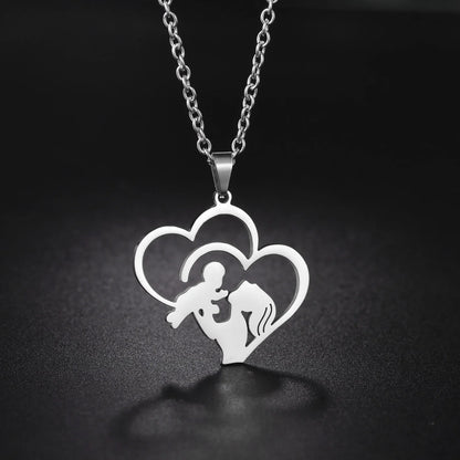 Mother's Day Gift Children Family Stainless Steel Jewelry – Silver Stainless Steel Mother & Kids Pendant Necklace