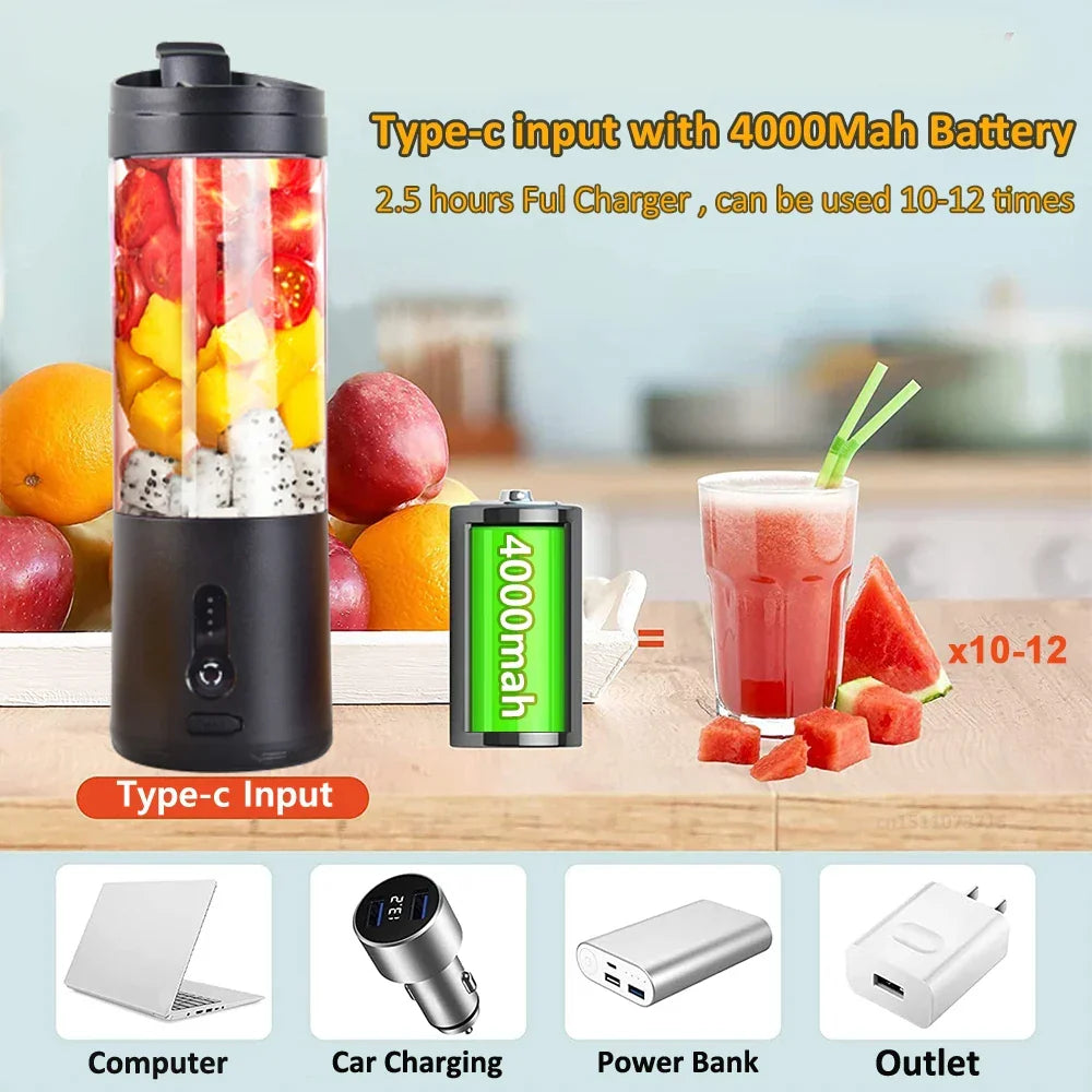 Travel-Friendly Blender 6-Blades Smoothie Maker Summer Essentials 2026 Battery-Powered On The Go Juicer