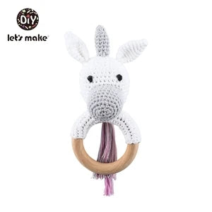 Bear Crochet Teether Rattle Ring Newborn Sensory Toys