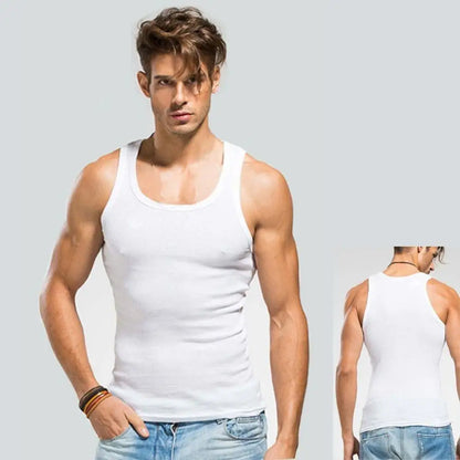 slash neck, casual fit, solid, summer knit vest – Breathable men's cotton tank top