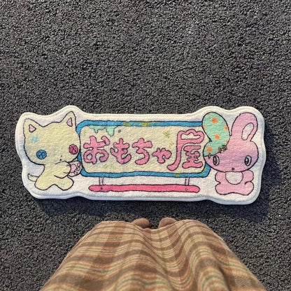 Cartoon Plush Bedside Mat Non Slip Japanese Cozy Rug