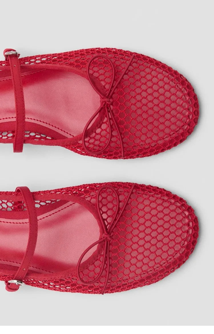 Women’s Breathable Ballet Flats - Mary Jane, Mesh, Summer