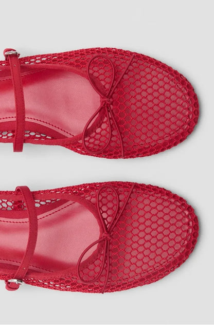 Women’s Breathable Ballet Flats - Mary Jane, Mesh, Summer